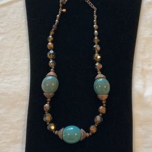 Amber and turquoise beaded necklace